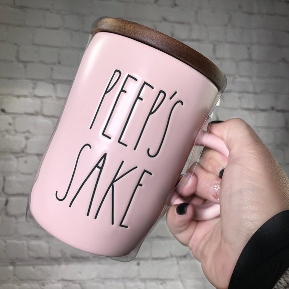 Rae Dunn Other - Rae Dunn Pink PEEP'S SAKE LL Mug w/ Wood Topper